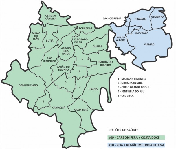 Mapa da 2ª Coordenadoria Regional de Saúde